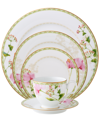 Noritake Poppy Place Setting, Set Of 5 In White/pink/gold-tone