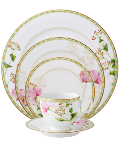 Noritake Poppy Place Setting, Set Of 5 In White,pink,gold-tone