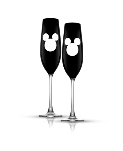Joyjolt Disney Luxury Mickey Mouse Crystal 9 oz Stemmed Champagne Flute Glass, Set Of 2 In Clear