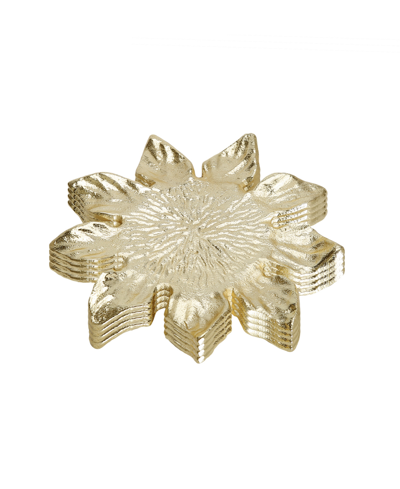 Classic Touch Flower Shaped Coaster, Set Of 4 In Gold-tone