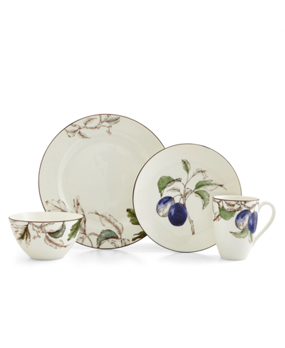Portmeirion Nature's Bounty Plum 4 Piece Place Setting In White