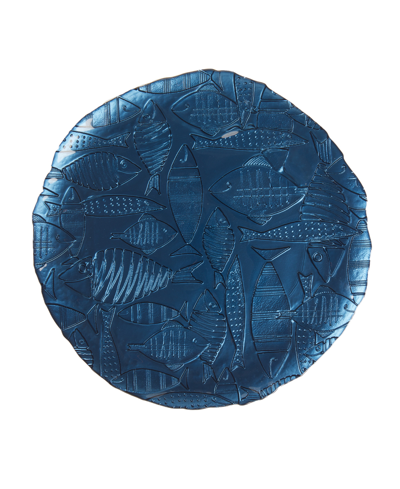 Tableau Fish Pattern 13" Round Platter In Blue