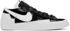 Nike Sacai X Blazer Low Leather And Suede Low-top Trainers In Black/white-white