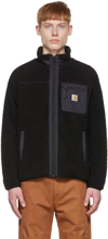 Carhartt Logo-patch Faux-shearling Jacket In 8900 Black