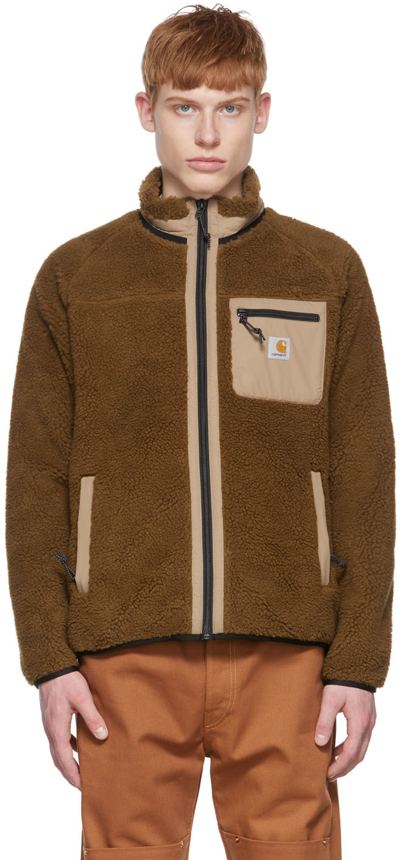 Carhartt Prentis Logo-patch Fleece Jacket In Brown