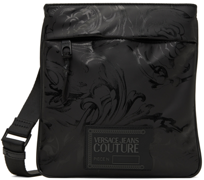 Versace Jeans Couture Black Coated Regalia Baroque Messenger Bag In E899 Black