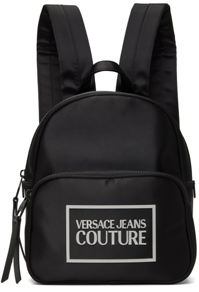 Versace Jeans Couture Black Gummy Logo Backpack In E899 Black