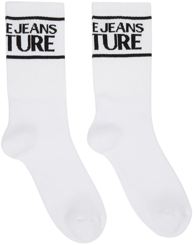 Versace Jeans Couture Logo Embroidered Socks In White