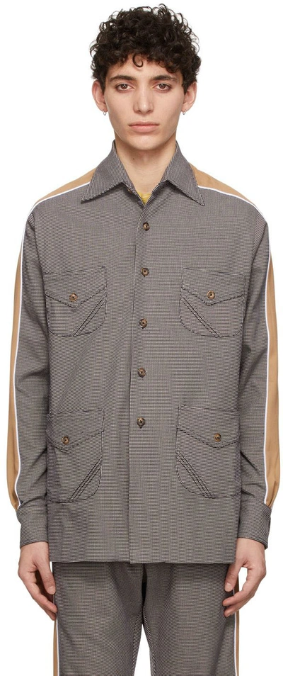 Ahluwalia Safari Checked Cotton-blend Jacket In Brown