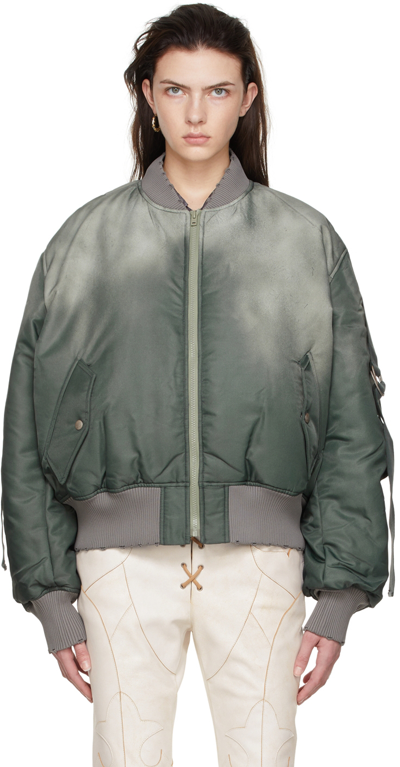 Acne Studios Webbing-trimmed Ribbed Knit And Dégradé Padded Shell Bomber Jacket In Grey