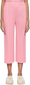 Issey Miyake Pleats Please By  Pleated Cropped Pants In 22 Pink