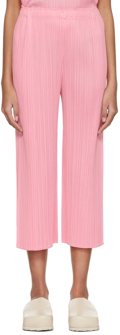 Issey Miyake Pleats Please By  Pleated Cropped Trousers In Pink