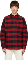 Palm Angels Classic-logo Checked Overshirt In Red/white