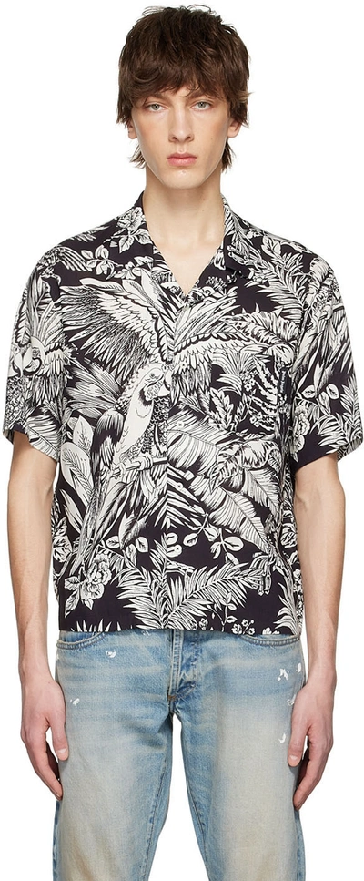 Palm Angels Jungle-print Short-sleeved Shirt In Nero