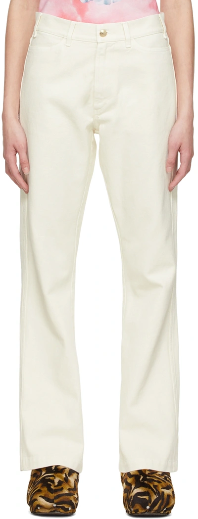 Stockholm Surfboard Club Off-white Flared Trousers In Ecru Gd