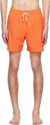 Polo Ralph Lauren Traveler Straight-leg Mid-length Recycled Swim Shorts In Sailing Orange