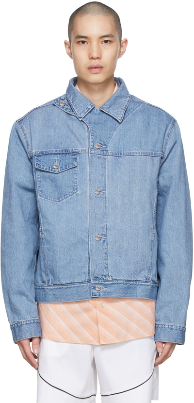 Commission Ssense Exclusive Blue Denim Jacket In Washed Blue