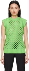 Stella Mccartney Green Cotton Vest In 3801 Green Fluo
