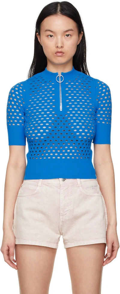 Stella Mccartney Blue Viscose Zip Sweater In 4501 Cobalt Blue