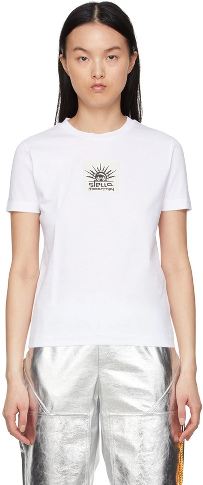 Stella Mccartney Logo标签棉质平纹针织t恤 In White