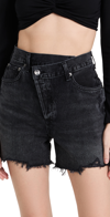 Agolde Black Denim Criss Cross Upsized Shorts