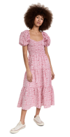 Moon River Smocked Dress In Pink Multi