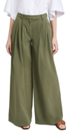 Nili Lotan Women's Dillon Pleated Cotton Wide-leg Pants In Green