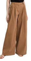 Nili Lotan Dillon Cotton-blend Wide-leg Trousers In Bark