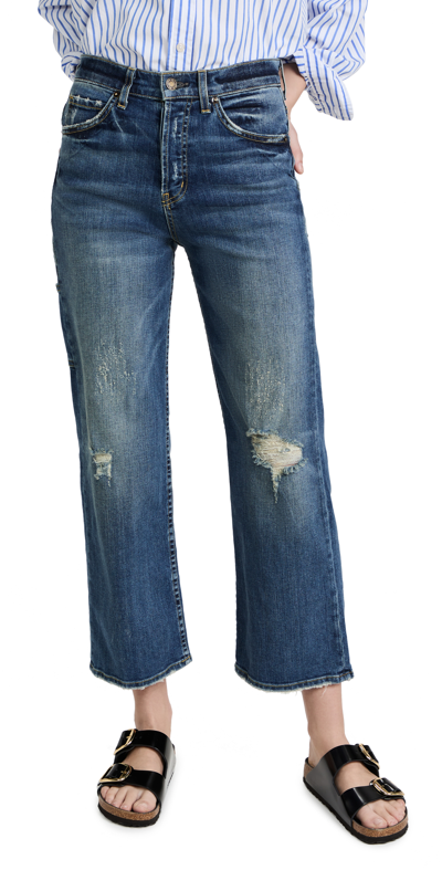 Nili Lotan Violette Ripped Cropped Boyfriend Jeans In Classic Wash