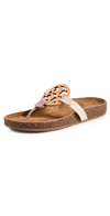 Tory Burch Miller Cloud Tricolor Medallion Thong Sandals In New Cream
