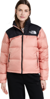 The North Face 1996 Retro Nuptse Hooded Quilted Coated Ripstop Down Jacket In Pink,black