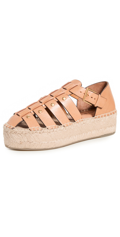 Tory Burch Leather Espadrille Fisherman Sandals In Brandy
