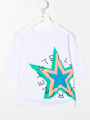 Stella Mccartney Kids White T-shirt With Multicolored Star And Round Logo In White