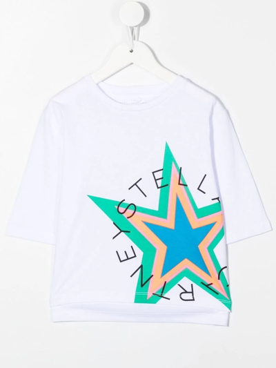 Stella Mccartney Kids White T-shirt With Multicolored Star And Round Logo