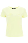Blumarine Cotton T-shirt With Logo In Yellow