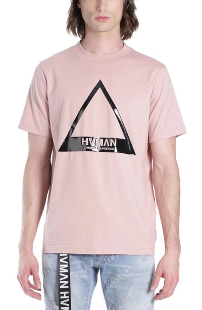 Hvman Triangle Cotton Logo Graphic Tee In Pink
