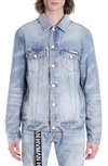Hvman Triangle Denim Logo Trucker Jacket In Acid Repeat