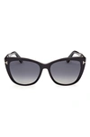Tom Ford Nora 57mm Gradient Cat Eye Sunglasses In Shiny Black