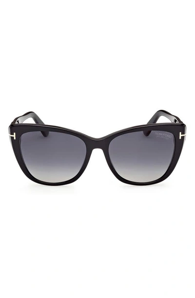 Tom Ford Nora 57mm Gradient Cat Eye Sunglasses In Black/gray