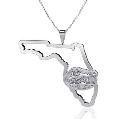 Dayna Designs Women's  Silver-tone Florida Gators Team State Outline Necklace