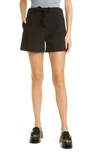 Ganni Cotton Suiting Tie-waist Shorts In Black