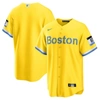 NIKE NIKE GOLD/LIGHT BLUE BOSTON RED SOX CITY CONNECT REPLICA JERSEY