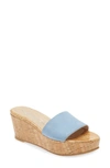 Stuart Weitzman Summer Slide Wedge Mid Heel Sandals In Cornflower-suk