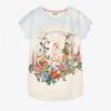 Molo Ragnhilde Bunny Cuteness-print Organic Cotton T-shirt In Ivory