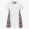 BURBERRY GIRLS TEEN WHITE CHEQUERBOARD DRESS