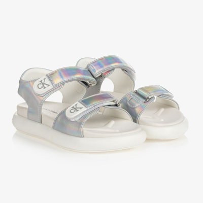 Calvin Klein Jeans Est.1978 Babies' Girls Silver Velcro Sandals