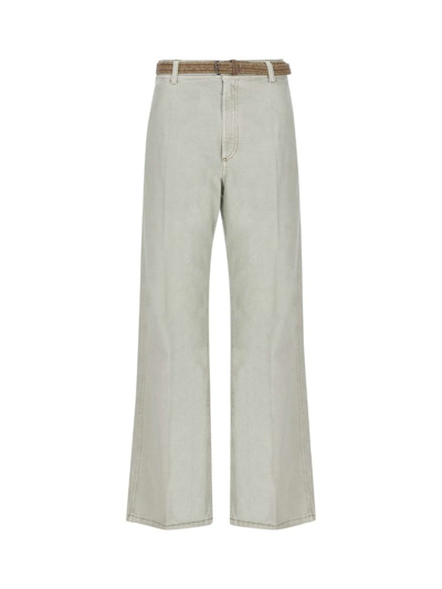 Brunello Cucinelli Belted Straight Leg Trousers In Green