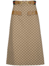 Gucci Horsebit Gg Canvas Midi Skirt In Beige