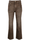 Golden Goose Faded Leopard-print Kick Flare Jeans In Marrone