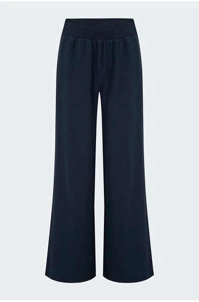 Bella Dahl Smocked Waist Wide Leg Trouser In Endless Sea